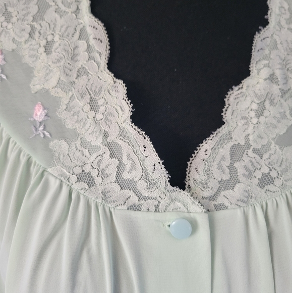 Green Cottagecore Victorian Nightgown Slip Dress - Picture 3 of 10